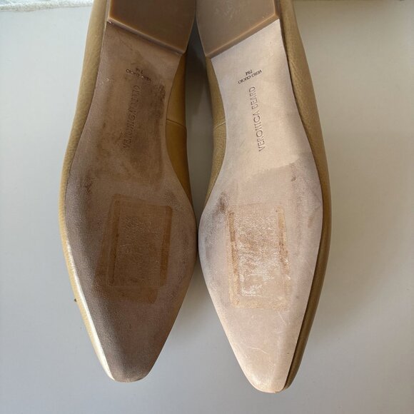 Veronica Beard Size 7 M Catherine Leather Ballet Flat Tan With Bow - Picture 7 of 8